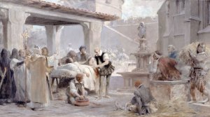 Esquisse Pour L'escalier De La Sorbonne: Ambroise Pare Au Siege De Metz by Theobald Chartran Oil Painting
