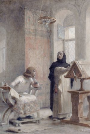 Esquisse pour l'escalier de la Sorbonne ; Louis IX a l'abbaye de Royaumont by Theobald Chartran Oil Painting