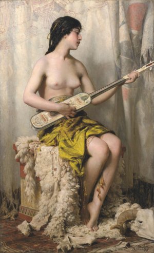 La Joueuse De Mandore by Theobald Chartran Oil Painting