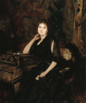Portrait de Madame Olympe Heriot, nee Cyprienne Dubernet by Theobald Chartran Oil Painting