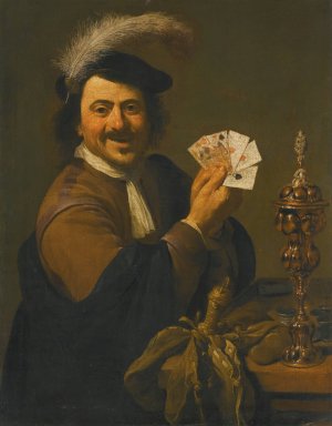 A Card Player Showing His Hand by Theodoor Rombouts Oil Painting