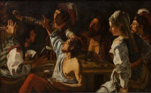 Card and Backgammon Players. Fight over Cards by Theodoor Rombouts Oil Painting