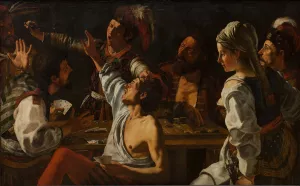 Card and Backgammon Players. Fight over Cards by Theodoor Rombouts Oil Painting
