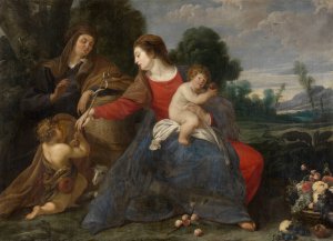 Madonna with the Infant Saint John the Baptist and Elisabeth by Theodoor Rombouts Oil Painting