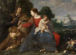 Madonna with the Infant Saint John the Baptist and Elisabeth by Theodoor Rombouts Oil Painting