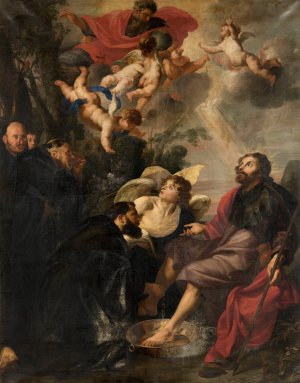 Saint Augustine Washes the Feet of Christ by Theodoor Rombouts Oil Painting