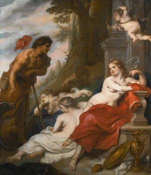 Venus And Adonis by Theodoor Van Thulden Oil Painting