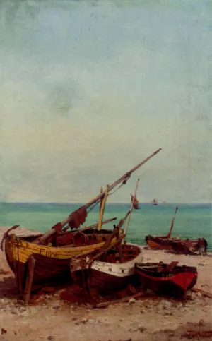 Bateaux de Peches sur la Plage by Theodor Alexander Weber Oil Painting