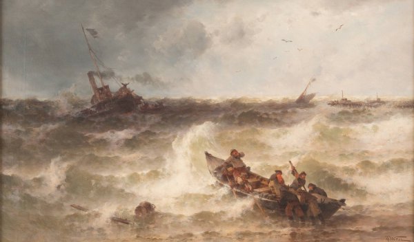 Main Product Photo of Shipwreck by the pier Painting by Theodor Alexander Weber
