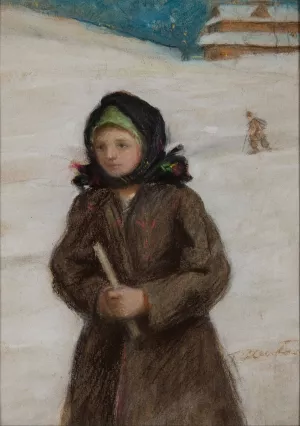 Dziewczyna z gromnica by Teodor Axentowicz Oil Painting