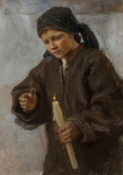 For the Candlemas  by Teodor Axentowicz - Hand-Painted Oil Painting Reproduction