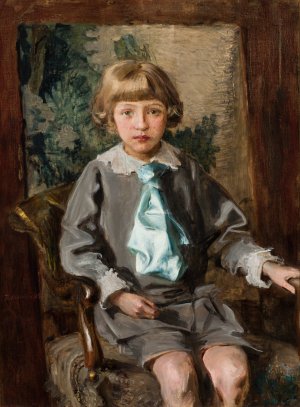 Portrait of Iwo lominski as a Child by Teodor Axentowicz Oil Painting
