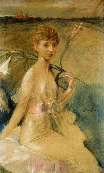 Portret Zofii Jachimeckiej  by Teodor Axentowicz - Hand-Painted Oil Painting Reproduction