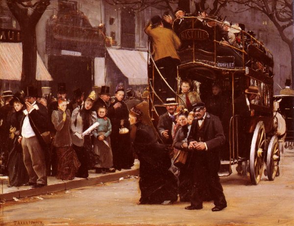 The Omnibus by Teodor Axentowicz - Hand-Painted Oil Painting Reproduction