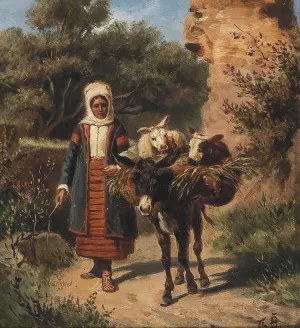 On The Way To The Market by Theodor Breidwieser Oil Painting
