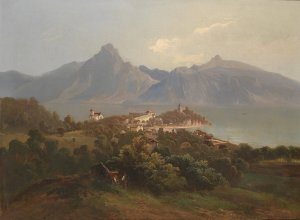 Blick auf Traunkirchen by Theodor Freiherr Von Ehrmanns Oil Painting