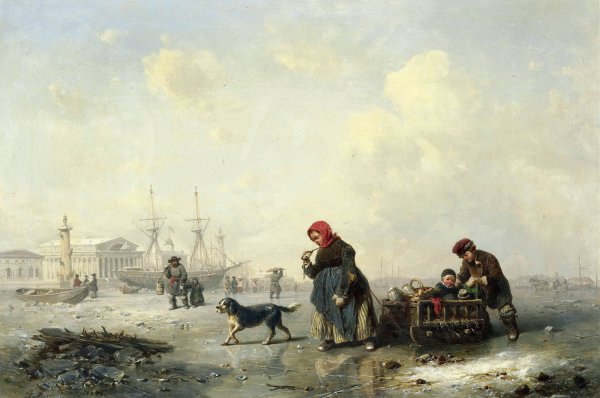 Main Product Photo of The Newa at St Petersburg  Painting by Theodor Hildebrandt