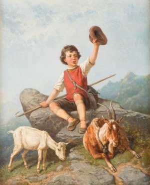 Little goatherd by Theodor Hosemann Oil Painting