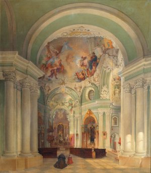 Das Innere der Piaristenkirche in Wien by Theodor Jachimowicz Oil Painting