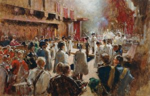 Der Ritterschlag Des Grafen Boos-Waldeck Durch Den Grosmeister Des Deutschen Ritterordens Erzherzog Eugen In Der Hofkirche In Innsbruck by Theodor Josef Ethofer Oil Painting