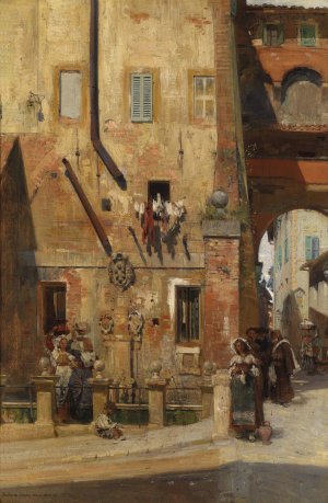 Gasse in Siena by Theodor Josef Ethofer Oil Painting