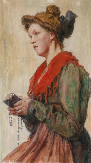 Salzburgerin mit Goldhaube und Gebetsbuch by Theodor Josef Ethofer Oil Painting