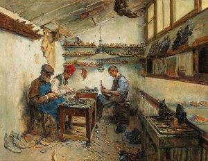Schusterwerkstatt by Theodor Josef Ethofer Oil Painting