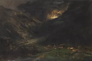 Gewitter in den Bergen by Theodor Joseph Hagen Oil Painting
