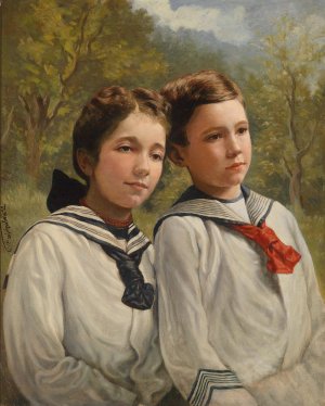 Geschwister by Theodor Mayerhofer Oil Painting