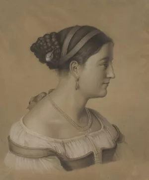Brustbild einer junge ROmerin im Profil nach rechts mit einer Perlenschnur um den Hals by Theodor Pelissier Oil Painting