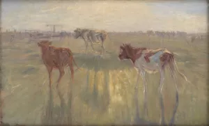 Cattle Seen against the Sun on the Island of Saltholm Oil painting by Theodor Philipsen