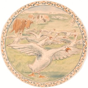 Koer og skraeppende hons by Theodor Philipsen Oil Painting