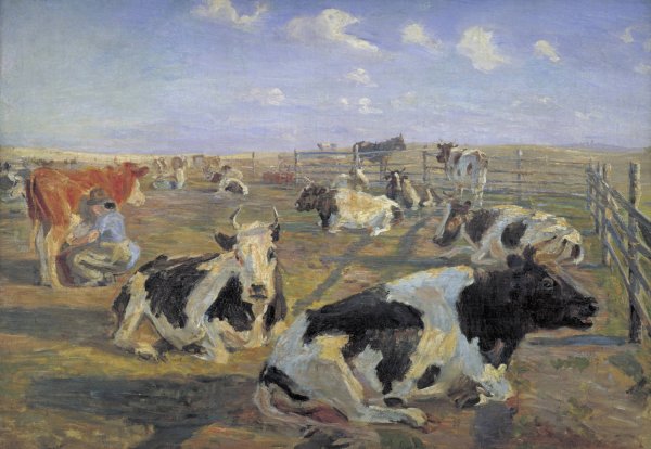 The Milking Place at Meilgard  by Theodor Philipsen - Hand-Painted Oil Painting Reproduction