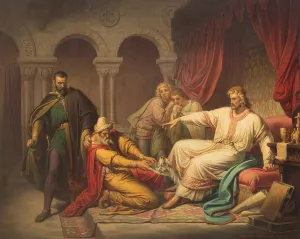 Attempted poison murder of Edward III by Theodor Pixis Oil Painting