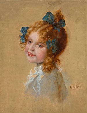 Portrait of a Girl by Theodor Recknagel Oil Painting