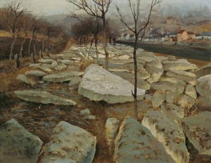 Eisschollen Am Ufer Der Thaya by Theodor Von Hormann Oil Painting