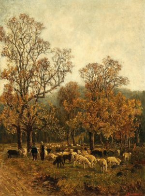 Schafweide bei Rekawinkel by Theodor Von Hormann Oil Painting