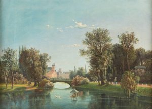 Summer park landscape by Theodor Wilhelm Nocken Oil Painting