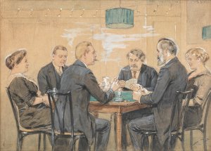 Kartenspieler im Kaffeehaus by Theodor Zasche Oil Painting