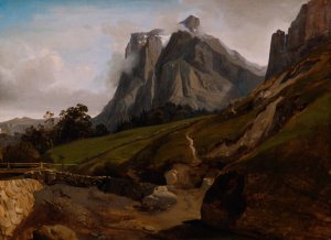 The Wetterhorn, Switzerland by Theodore Caruelle D'Aligny Oil Painting