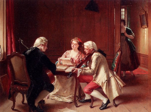 A Pleasant Tune by Theodore Ceriez - Hand-Painted Oil Painting Reproduction