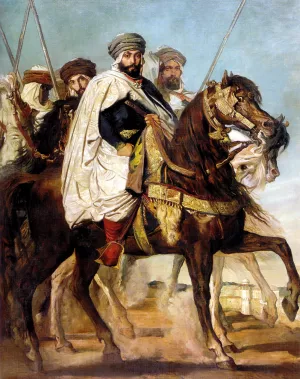 Ali Ben-Hamet, Caliph of Constantine and Chief of the Haractas, Followed by His Escort by Theodore Chasseriau Oil Painting