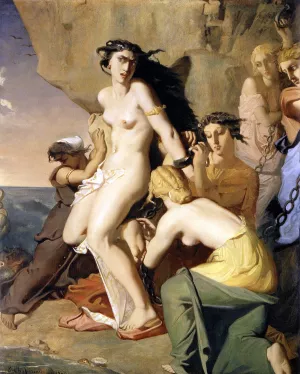 Andromeda Chained to the Rock by the Nereids painting by Theodore Chasseriau