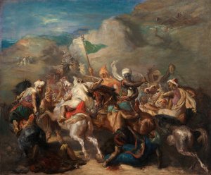Battle of Arab Horsemen Around a Standard by Theodore Chasseriau Oil Painting