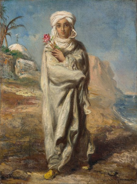 Jeune homme arabe debout  by Theodore Chasseriau - Hand-Painted Oil Painting Reproduction