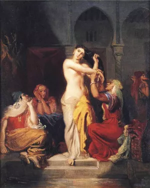 Moorish Woman Leaving the Bath in the Seraglio by Theodore Chasseriau - Oil Painting Reproduction