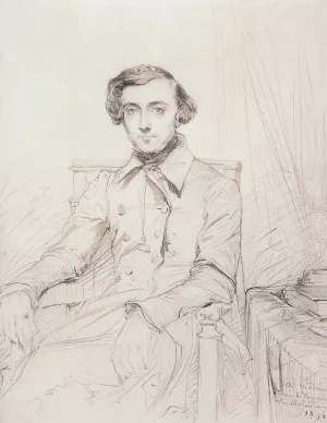 Portrait of Alexis de Tocqueville by Theodore Chasseriau - Oil Painting Reproduction