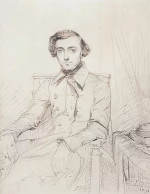 Portrait of Alexis de Tocqueville Oil painting by Theodore Chasseriau