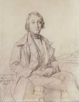 Portrait of Jean-Gaspard-Felix Larcher Ravaisson-Mollien painting by Theodore Chasseriau