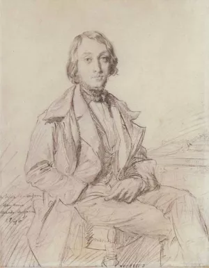 Portrait of Jean-Gaspard-Felix Larcher Ravaisson-Mollien Oil painting by Theodore Chasseriau
